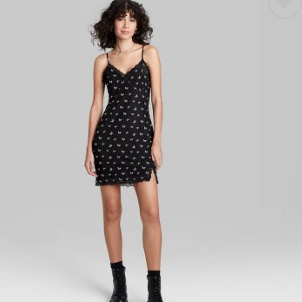 Wild fable butterfly mesh lace hem bodycon slip dress Small